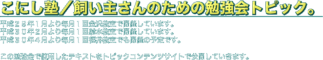 こにし塾／飼い主さんのための勉強会トピック。