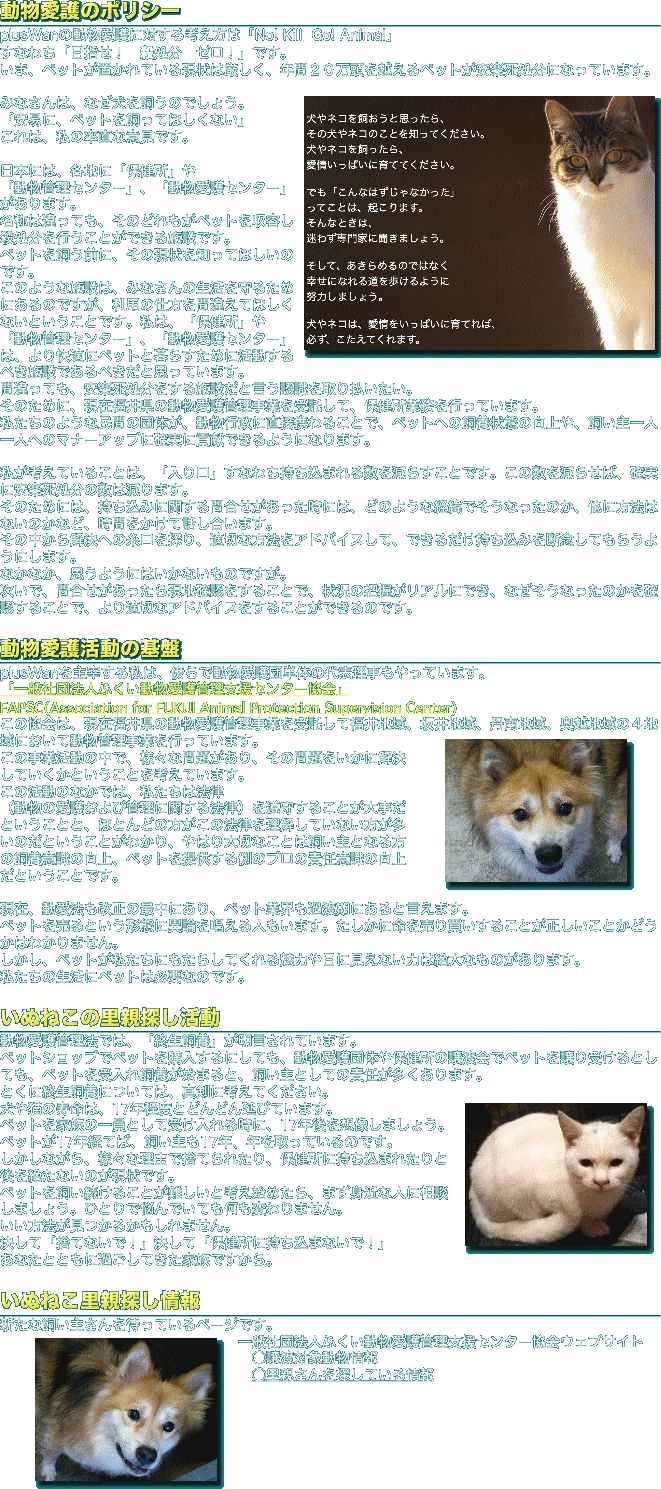 動物愛護のポリシー